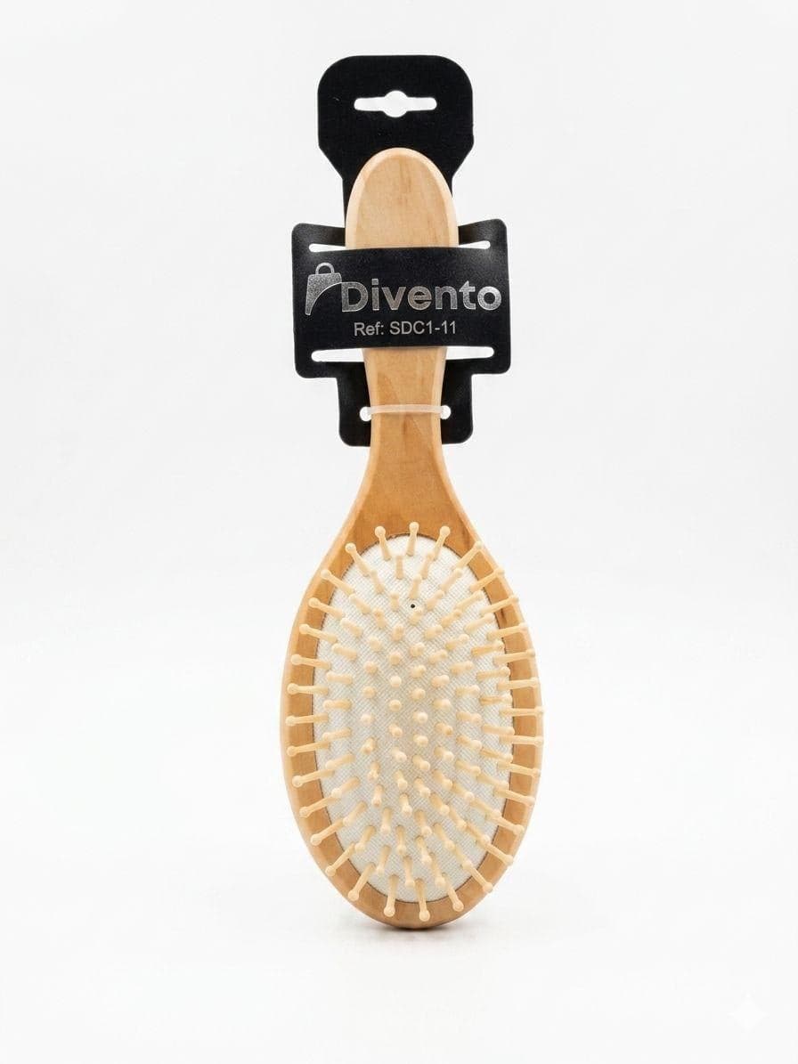 BROSSE PNEUMATIQUE OVALE EN BOIS AVEC POINTES ARRONDIES