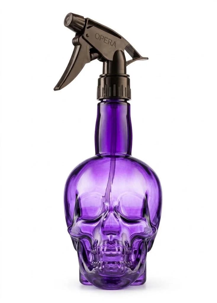 VAPORISATEUR DE BARBIER EN FORME DE TETE DE MORT PURPLE