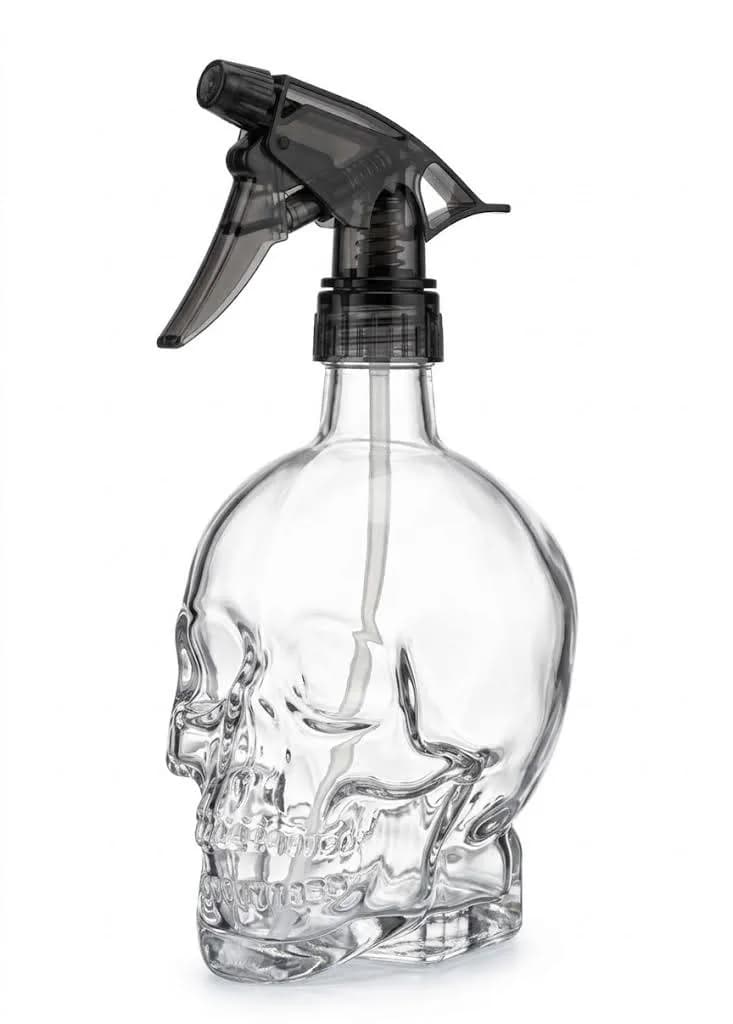 VAPORISATEUR DE BARBIER EN FORME DE TETE DE MORT  TRANSPARENT