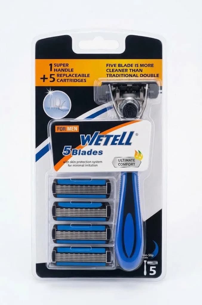 WETELL MEN RASOIR 5 BLADES 1PCS +4 RECHARGE