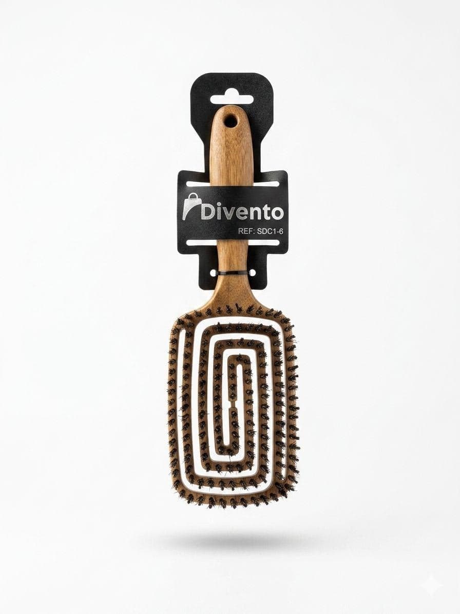BROSSE A CHEVEUX POILS DE SANGLIER SPIRALE REGTANGULAIRE BAMBOU