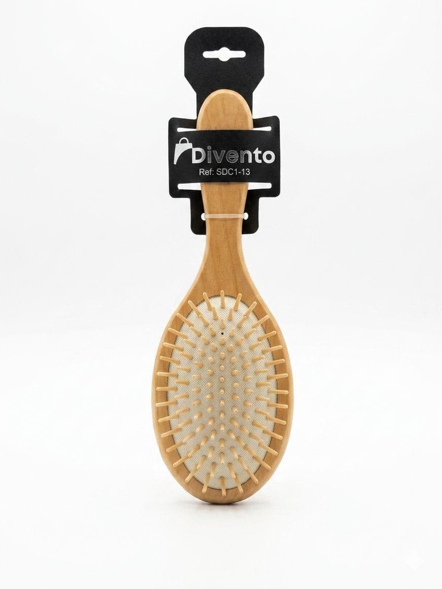 BROSSE PNEUMATIQUE OVALE EN BOIS AVEC PICOTS EN BOIS POINTU