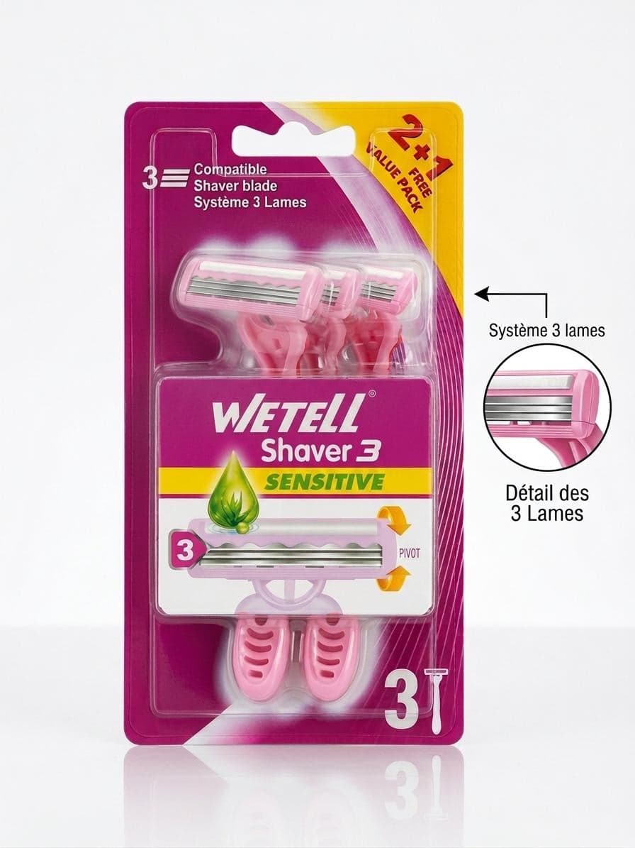 WETELL SHAVER3 SENSETIVE COMPATIBLE 2+1FREE